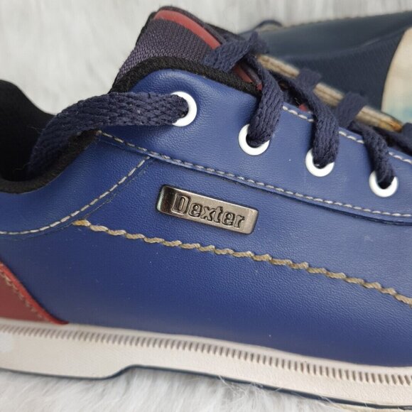 Dexter Bowling Shoes Vintage George Men USA 7.5 M Leather Blue Red Navy B2415-18 main image 5